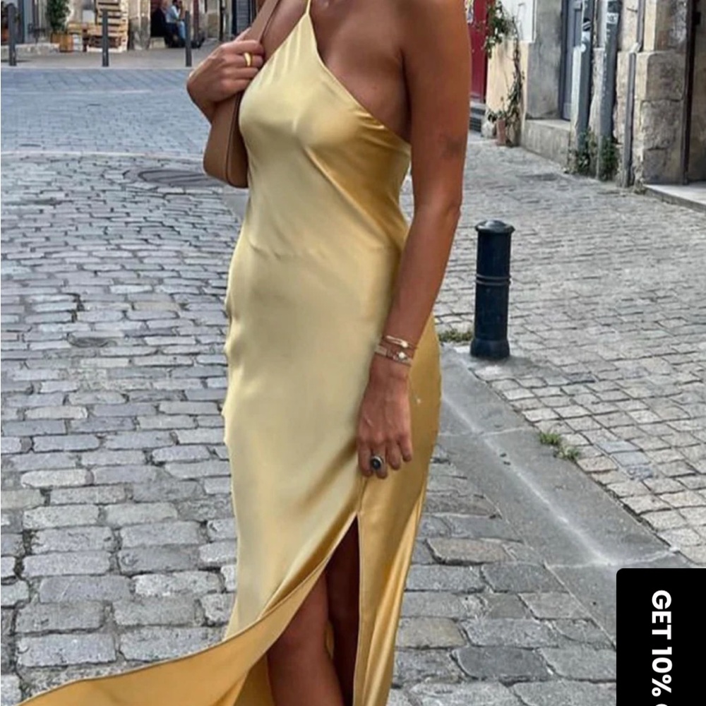 Elegant Yellow One-Shoulder Dress